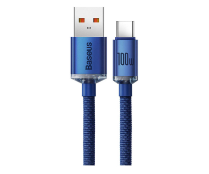 Kabel BASEUS USB - USB-C Crystal 100W 1.2m (niebieski) CAJY000403
